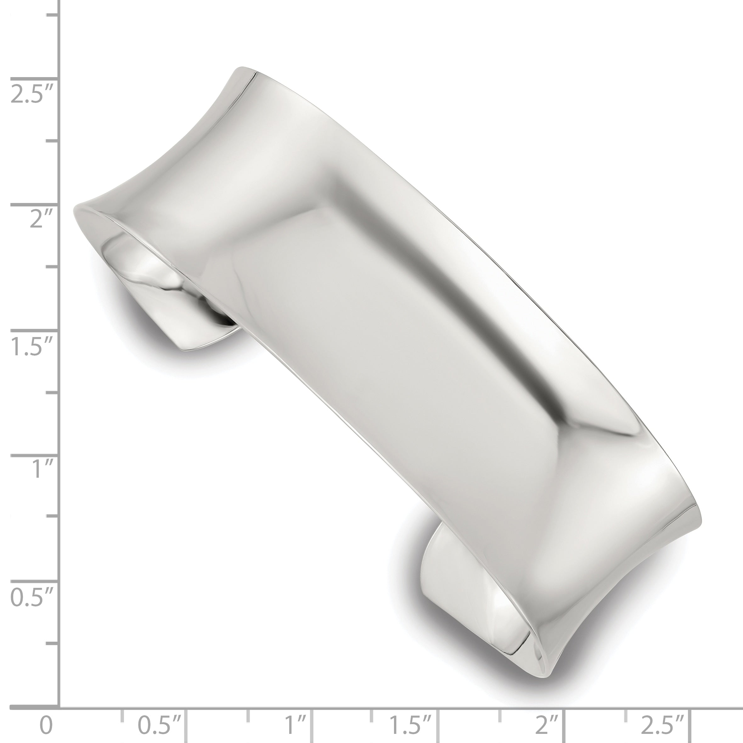 Sterling Silver Polished 20mm Concave Cuff Bangle