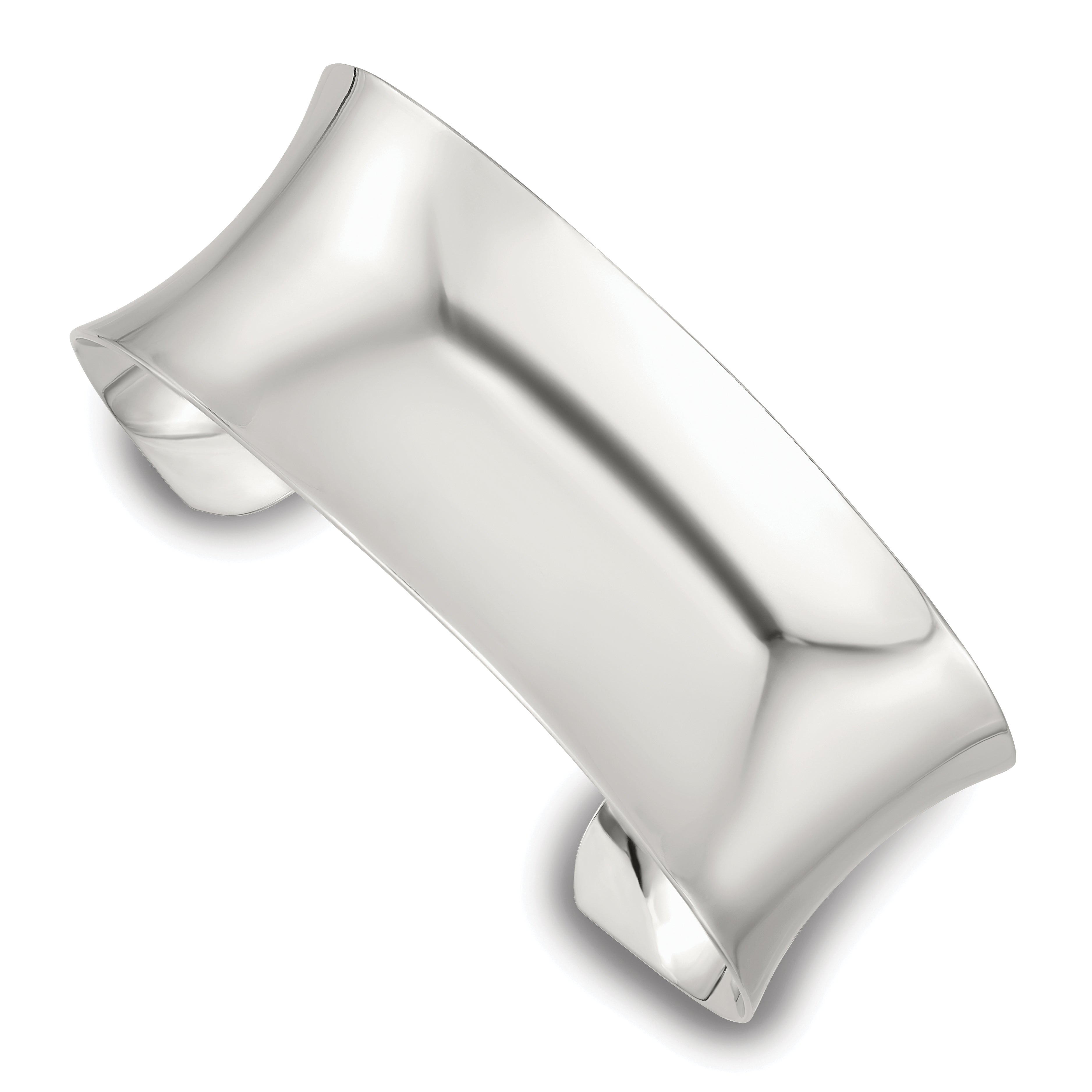 Sterling Silver Polished 25mm Concave Cuff Bangle Main image
