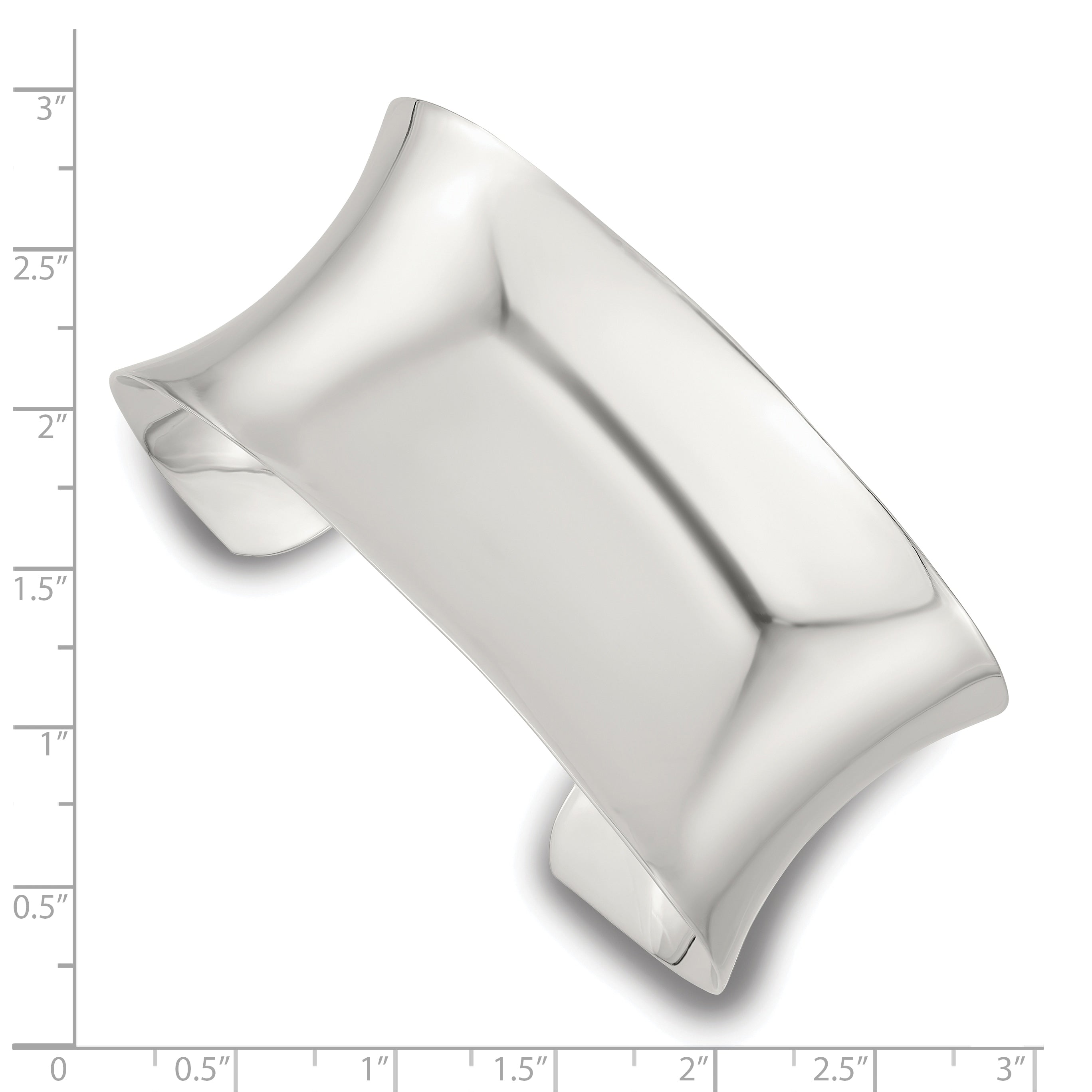 Sterling Silver Polished 30mm Concave Cuff Bangle