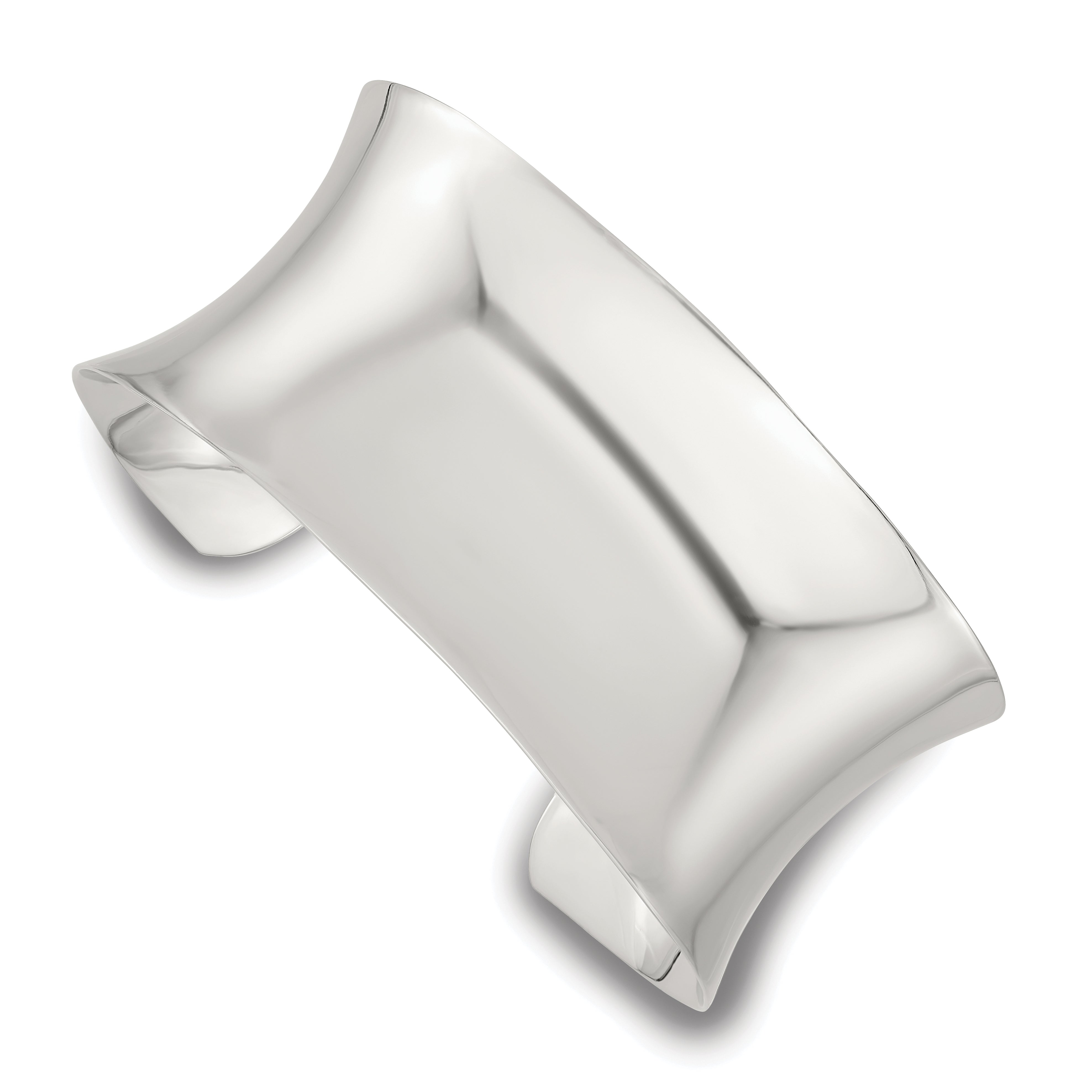 Sterling Silver Polished 30mm Concave Cuff Bangle Main image