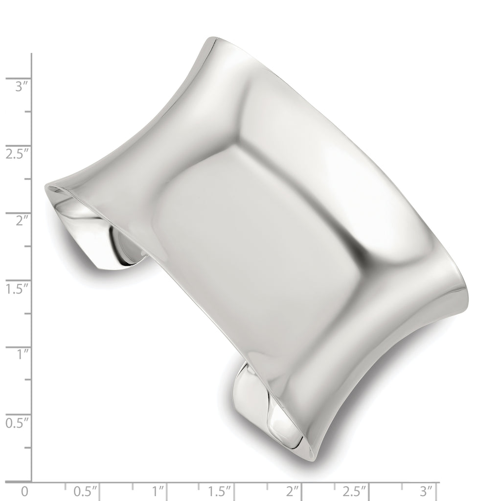 Sterling Silver Polished 40mm Concave Cuff Bangle