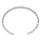 Sterling Silver Polished and Textured Twisted Cuff Bangle Bracelet