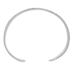 Sterling Silver Polished 25mm Flat Hammered Cuff Bangle