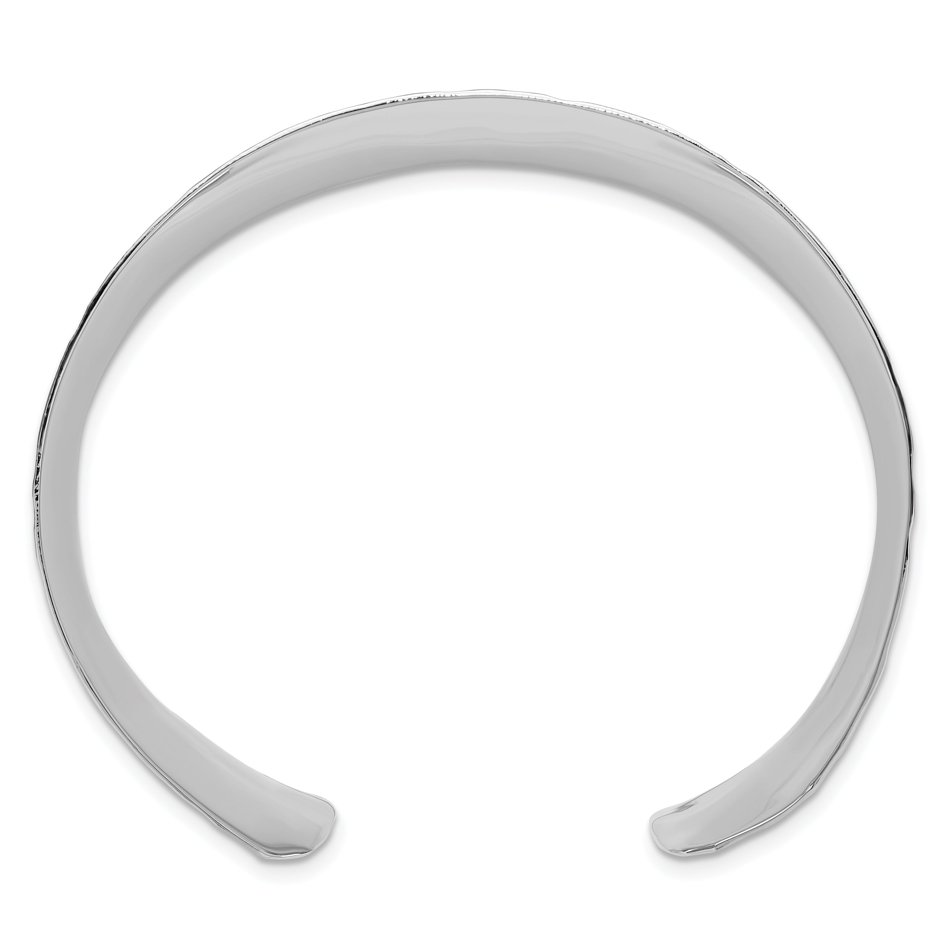 Sterling Silver Polished 25mm Concave Hammered Cuff Bangle Secondary image
