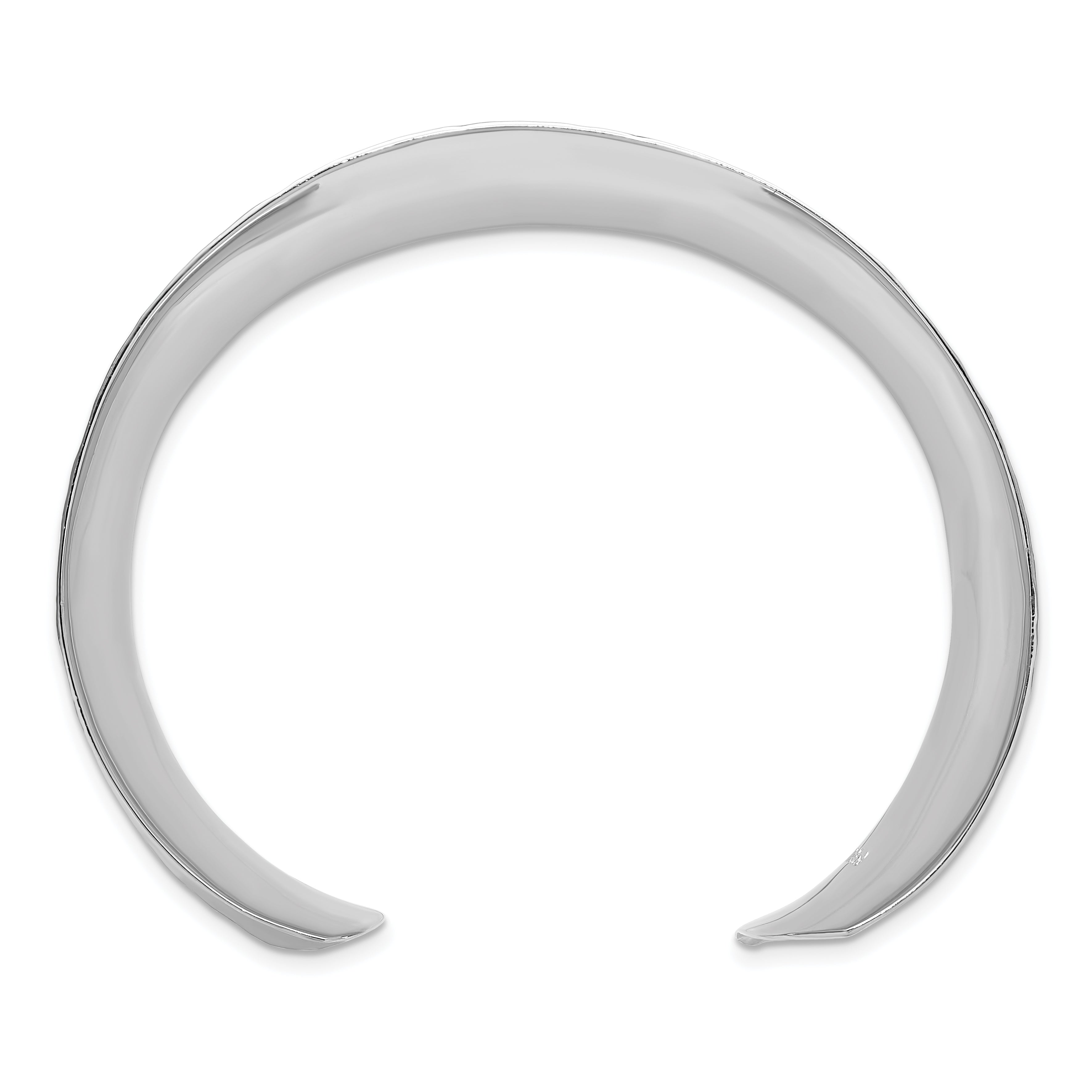 Sterling Silver Polished 30mm Concave Hammered Cuff Bangle Secondary image
