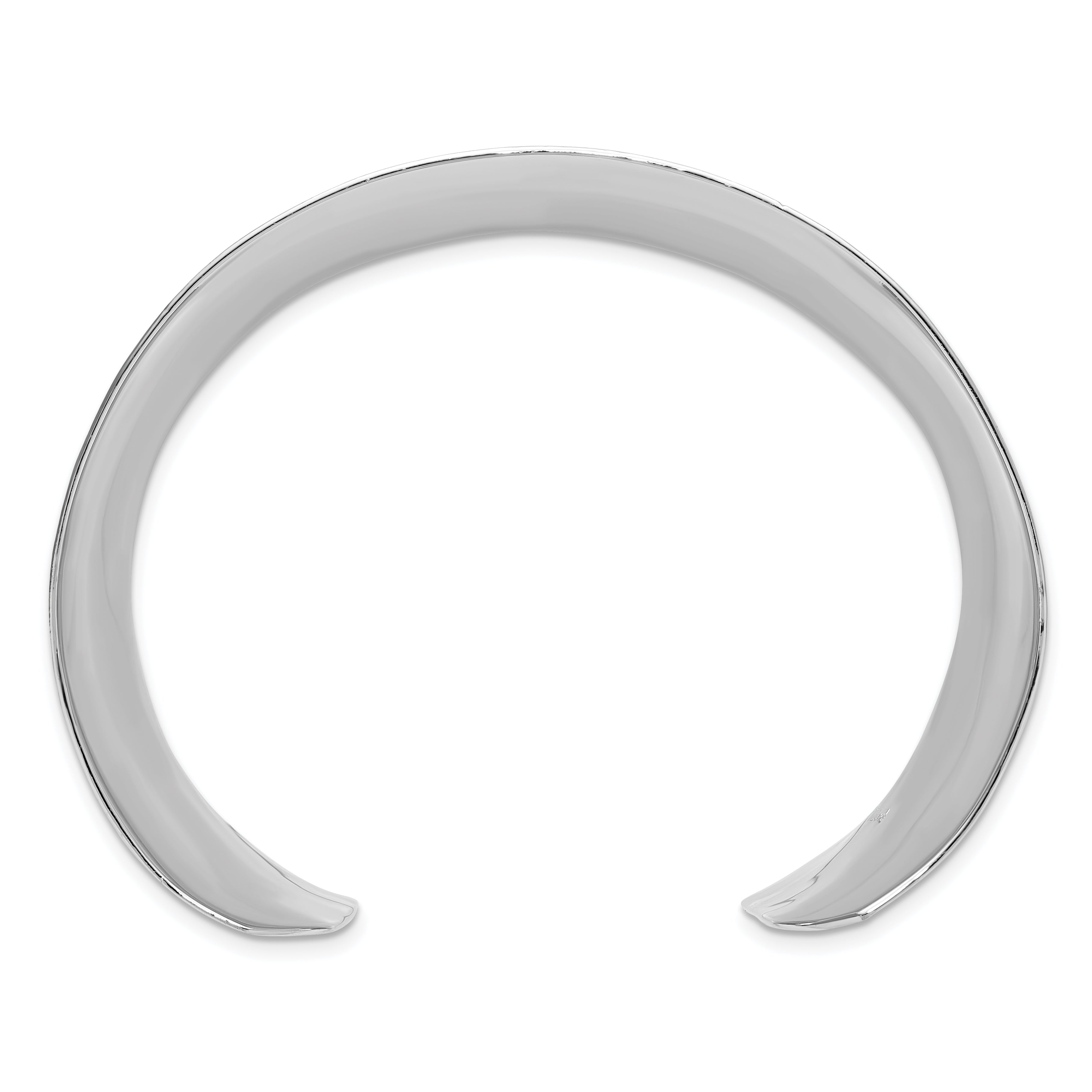 Sterling Silver Polished 40mm Concave Hammered Cuff Bangle Secondary image