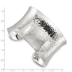 Sterling Silver Polished 40mm Concave Hammered Cuff Bangle