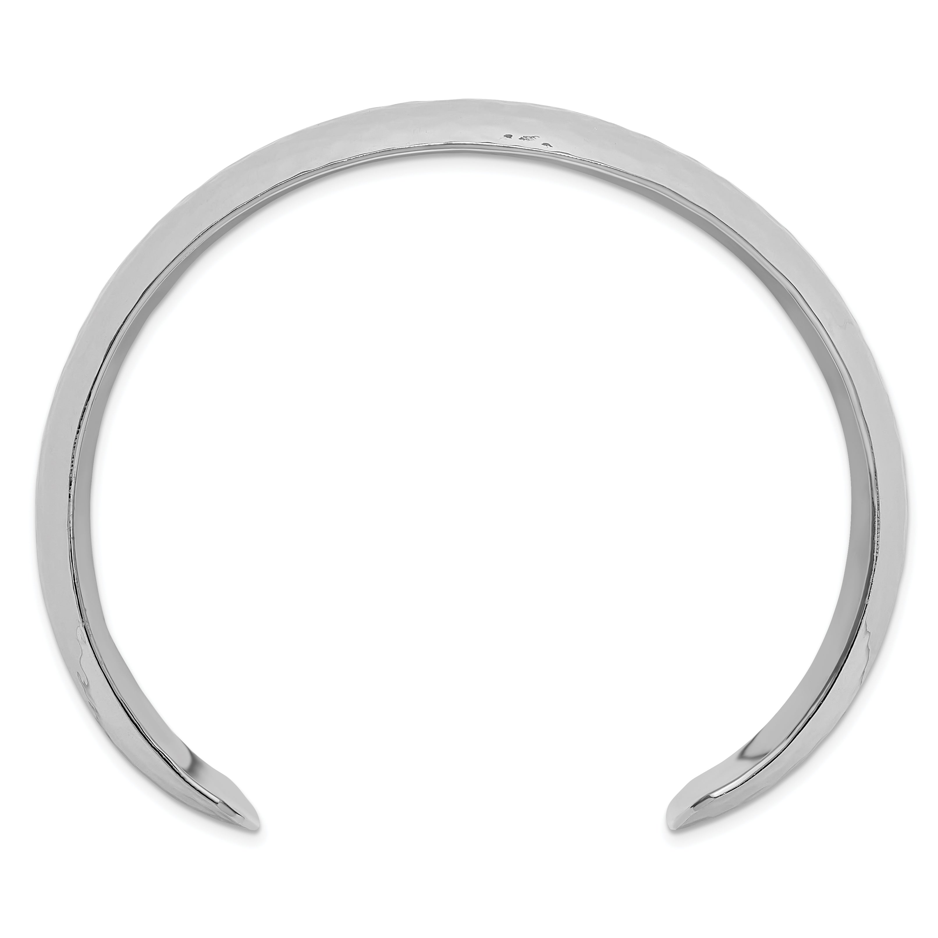 Sterling Silver Polished 20mm Domed Hammered Cuff Bangle Secondary image