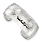 Sterling Silver Polished 25mm Domed Hammered Cuff Bangle