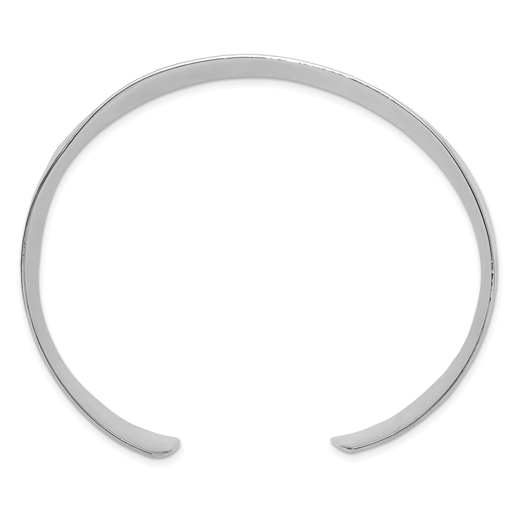 Sterling Silver Polished 15mm Concave Hammered Cuff Bangle