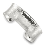 Sterling Silver Polished 20mm Concave Hammered Cuff Bangle