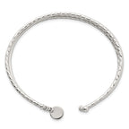 Sterling Silver Polished and Textured Triple Band Cuff Bangle Bracelet