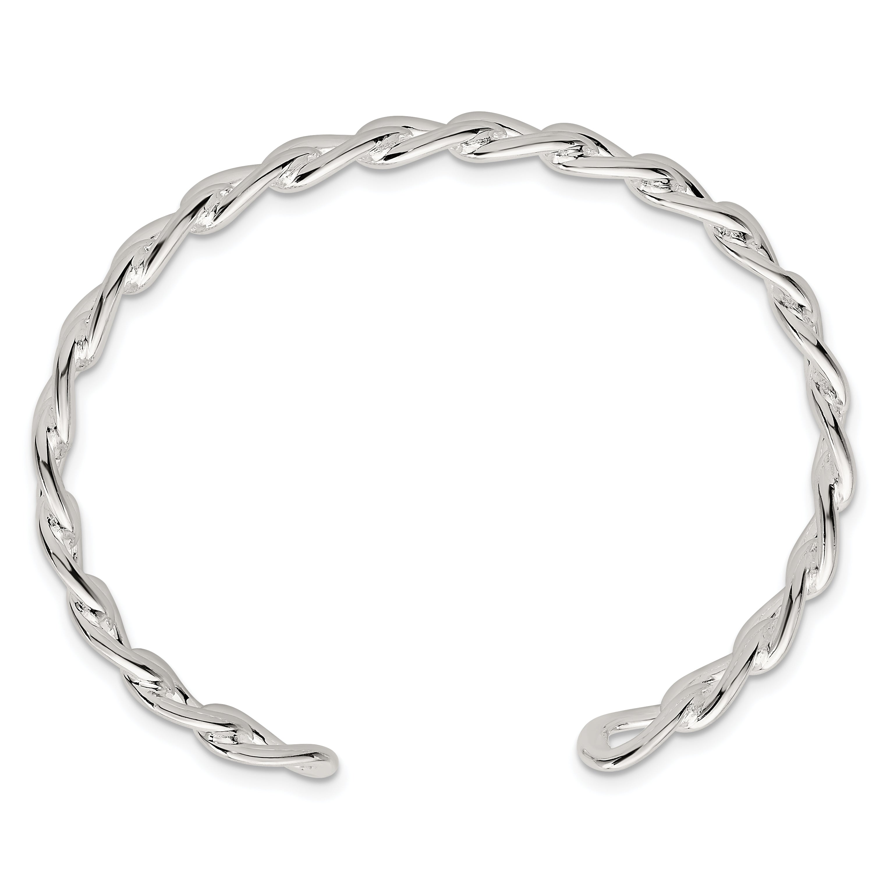 Sterling Silver Polished Curb Link Cuff Bangle Secondary image