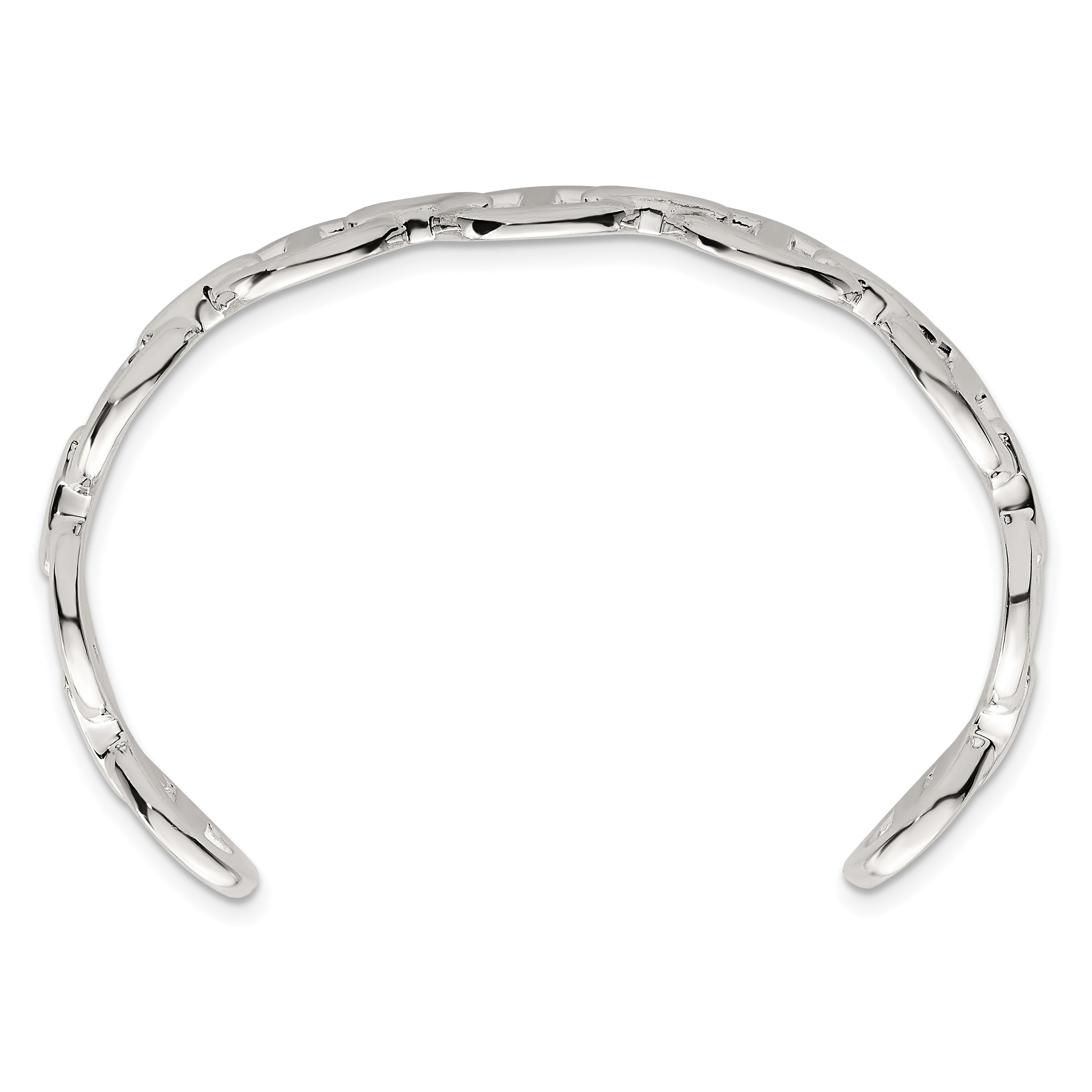 Sterling Silver Polished Anchor / Mariner Link Cuff Bangle