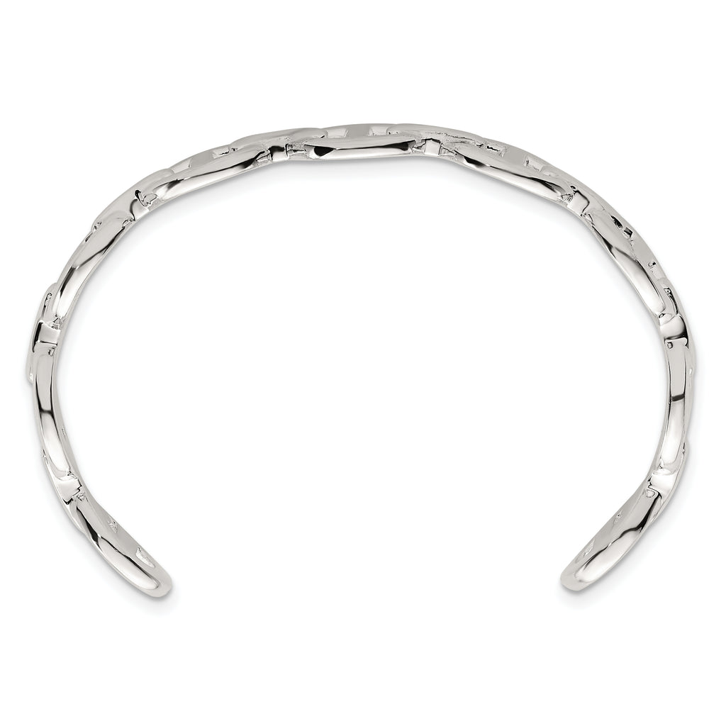 Sterling Silver Polished Anchor / Mariner Link Cuff Bangle