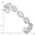 Sterling Silver Polished Anchor / Mariner Link Cuff Bangle
