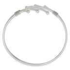 Sterling Silver Polished Twisted and Beaded Fancy Triple Band Cuff Bangle Bracelet