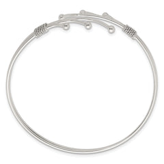 Sterling Silver Polished Twisted and Beaded Fancy Triple Band Cuff Bangle Bracelet