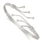 Sterling Silver Polished Twisted and Beaded Fancy Triple Band Cuff Bangle Bracelet