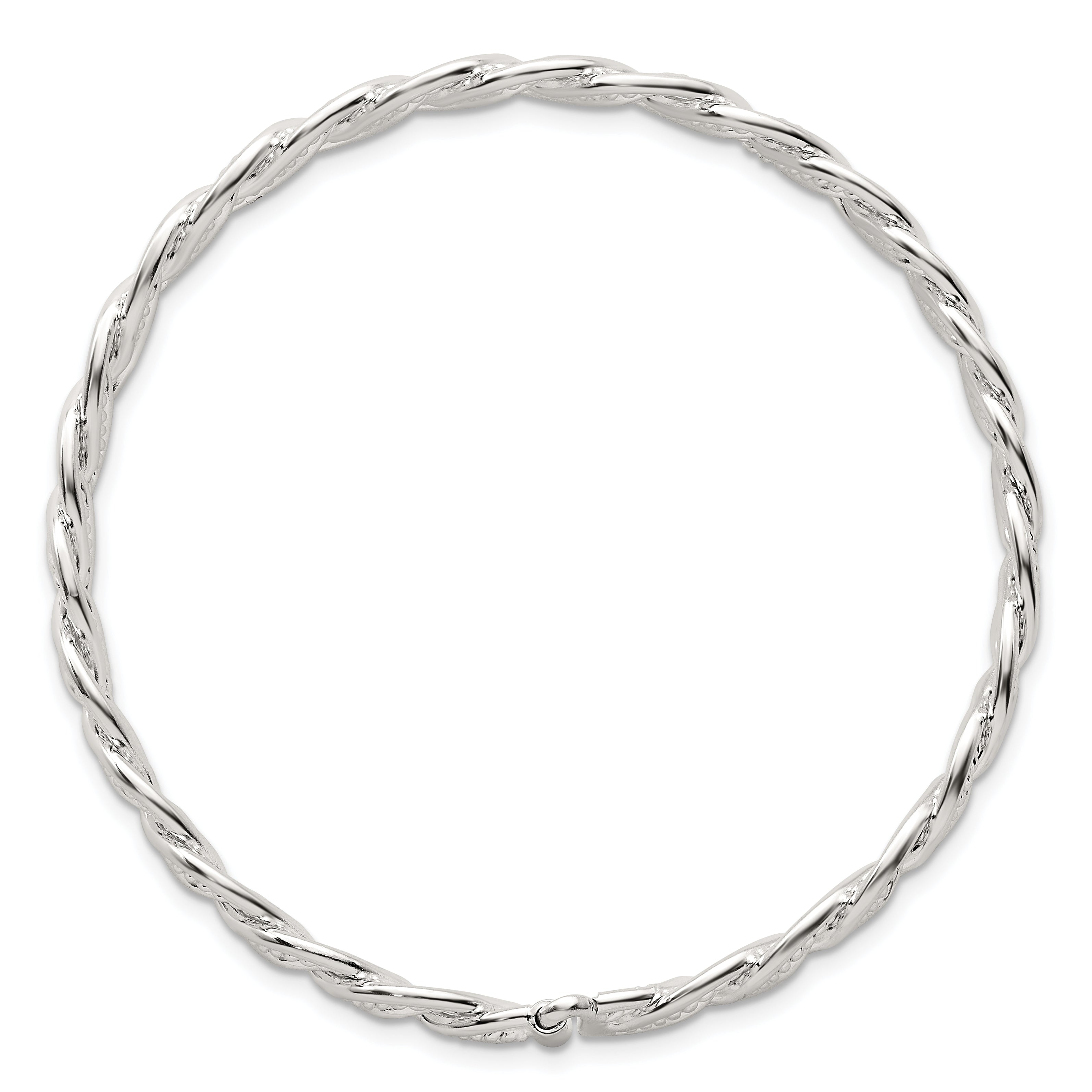 Sterling Silver Polished Twisted and Woven Flexible Bangle Secondary image