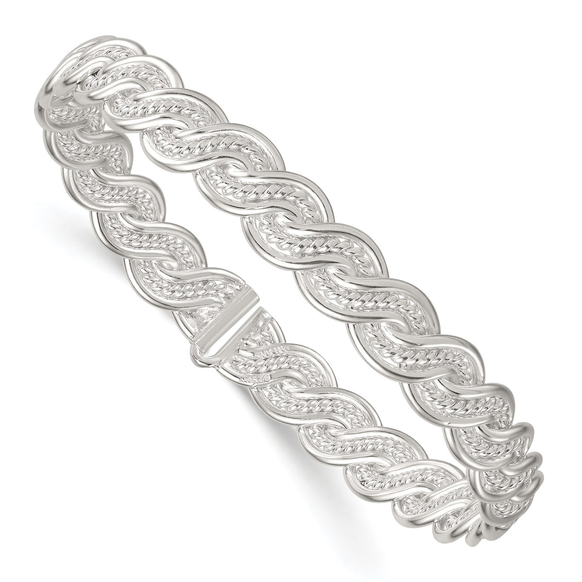 Twisted and Woven Flexible Bangle Bracelet in Sterling Silver, 8.8mm - Sophia Jewelers Main image