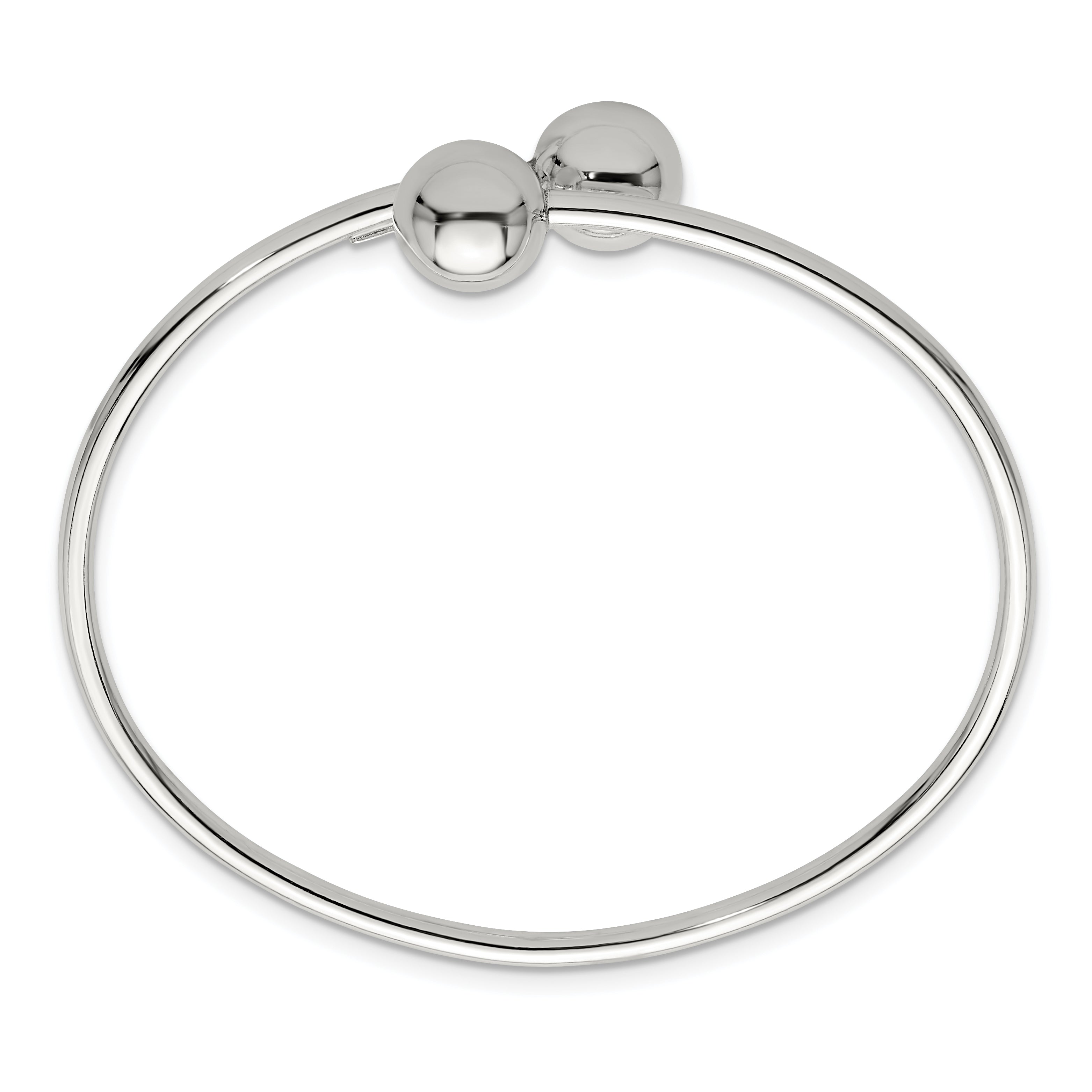 Sterling Silver Polished Ball Ends Flexible Cuff Bangle Secondary image