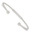 Sterling Silver Polished and Beaded CZ Bar Cuff Bangle