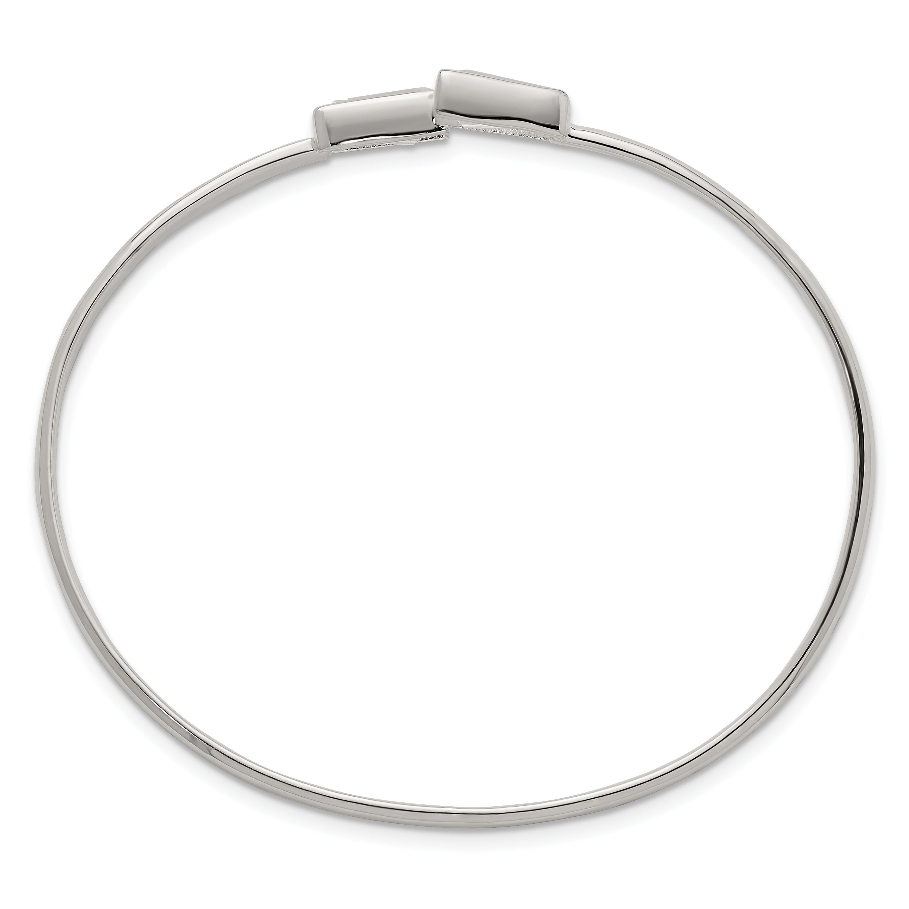 Sterling Silver Polished Tapered Baguette CZ Cuff Bangle Secondary image