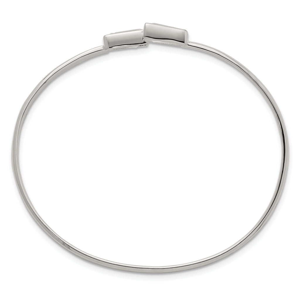 Sterling Silver Polished Tapered Baguette CZ Cuff Bangle