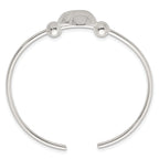 Sterling Silver Polished and Beaded Domed Heart Cuff Bangle