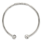 Sterling Silver Polished and Grooved Feather Cuff Bangle