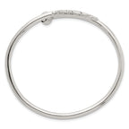 Sterling Silver Polished and Grooved Feather Bypass Cuff Bangle
