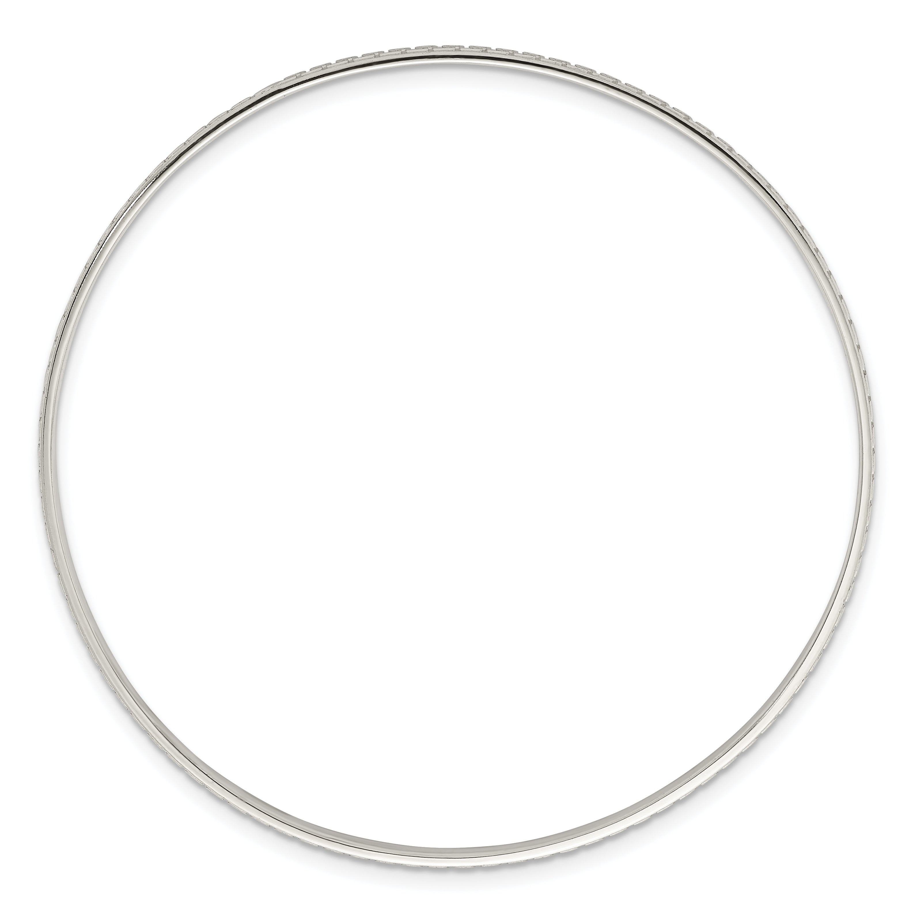 Sterling Silver Polished and Textured 2.50mm Greek Key Slip-on Bangle Bracelet