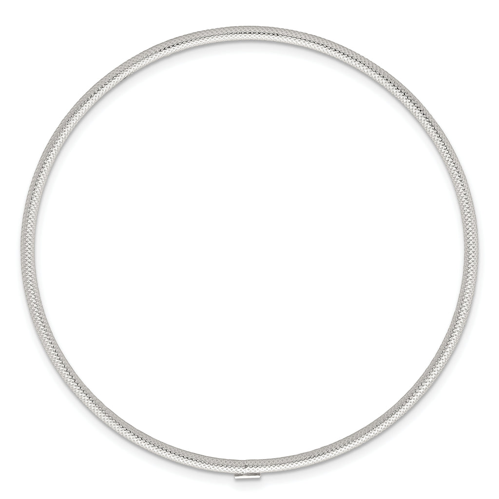 Sterling Silver Polished and Textured 2.00mm Slip-on Bangle Bracelet