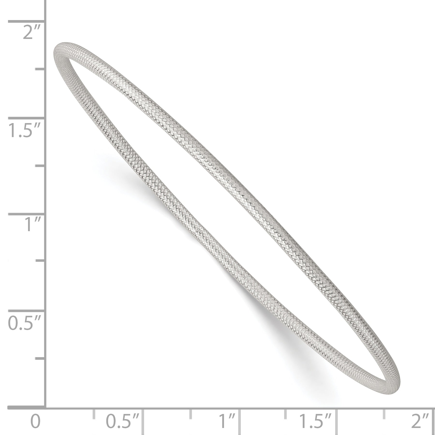 Sterling Silver Polished and Textured 2.00mm Slip-on Bangle Bracelet