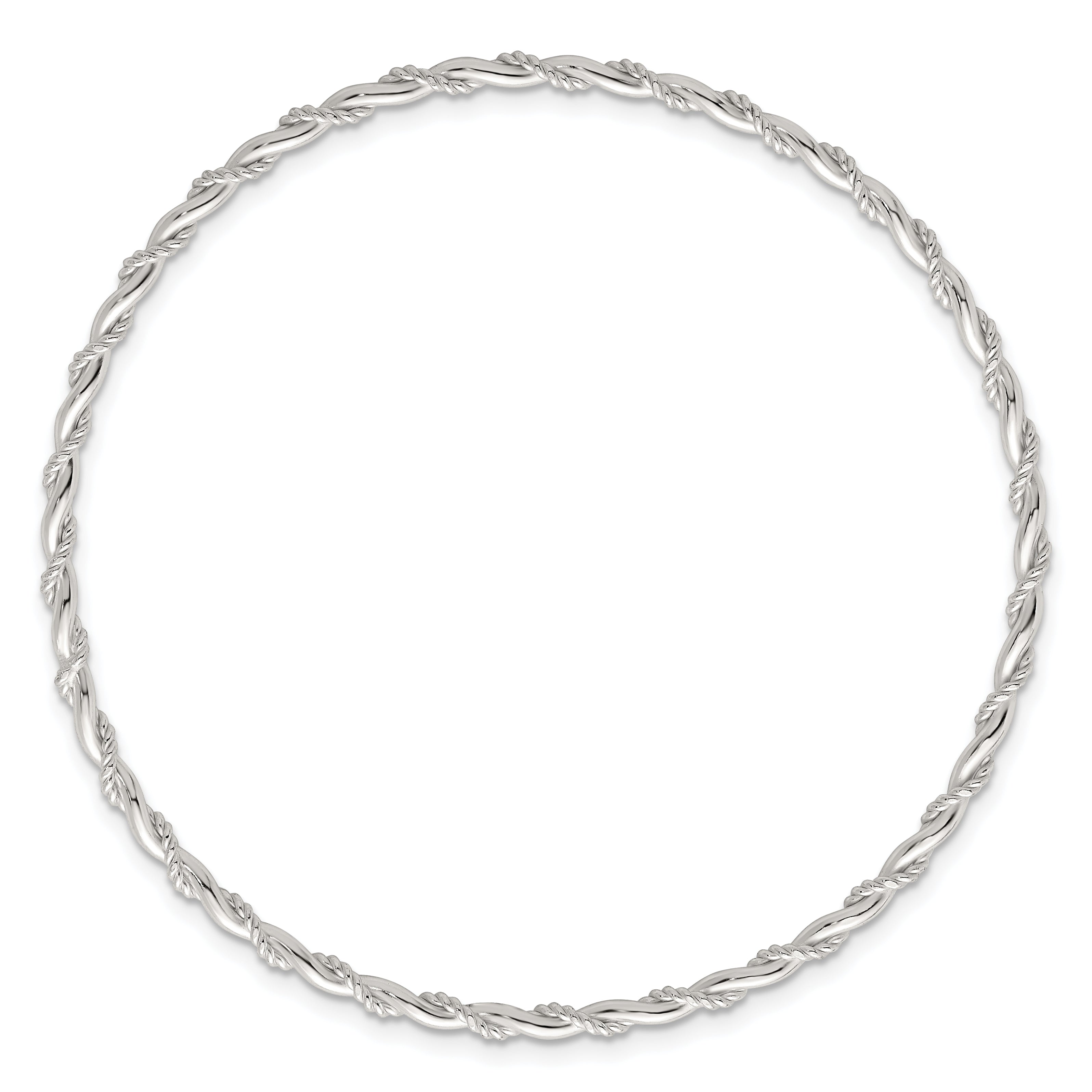 Sterling Silver Polished and Twisted 2.5mm Slip-on Bangle Bracelet