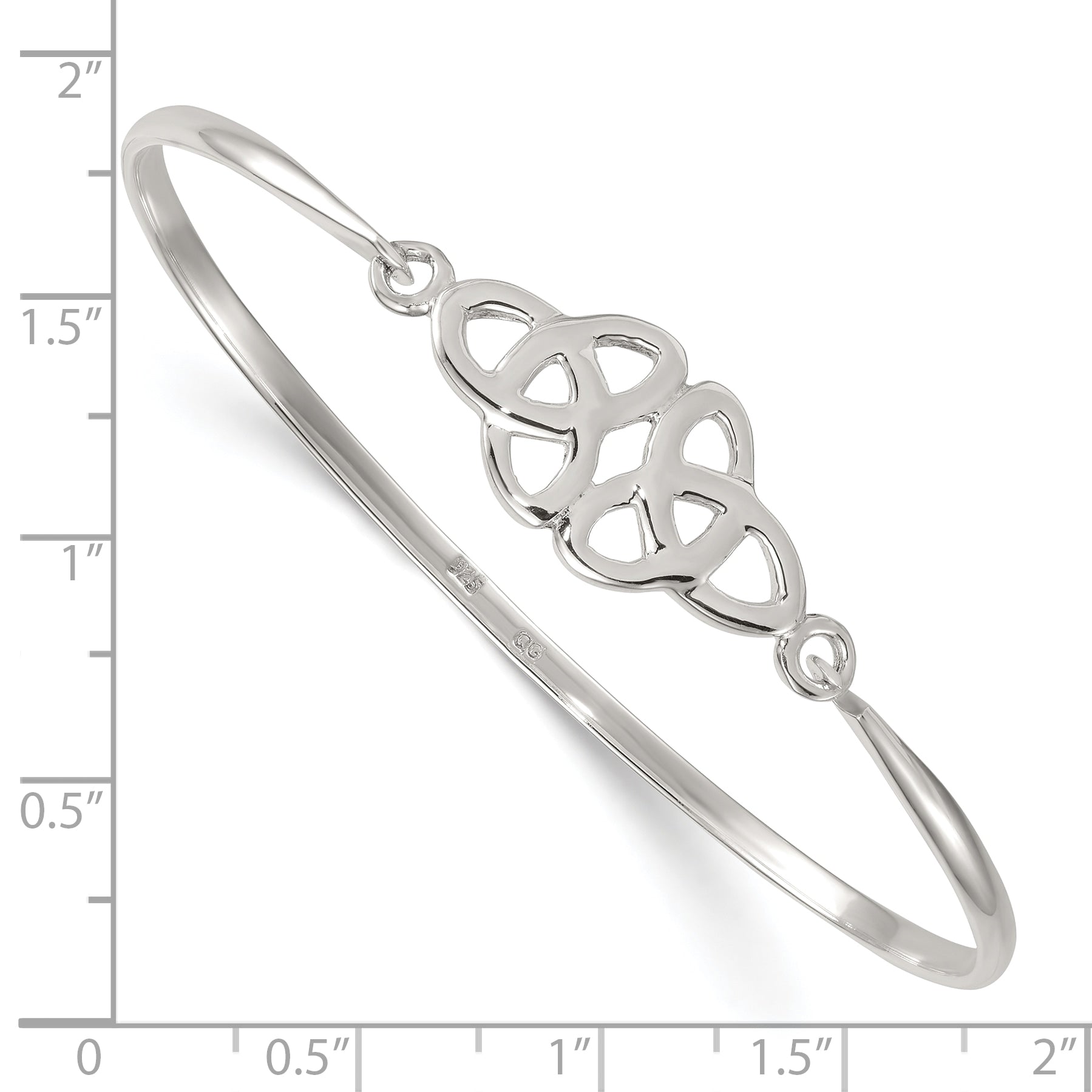 Sterling Silver Polished Double Trinity Knot Bangle