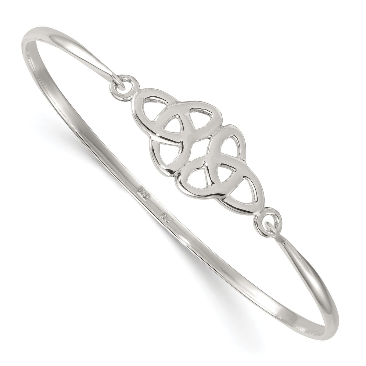 Trinity Knot Hook Closure Bangle Bracelet in Sterling Silver, 2.6mm - Sophia Jewelers Main image