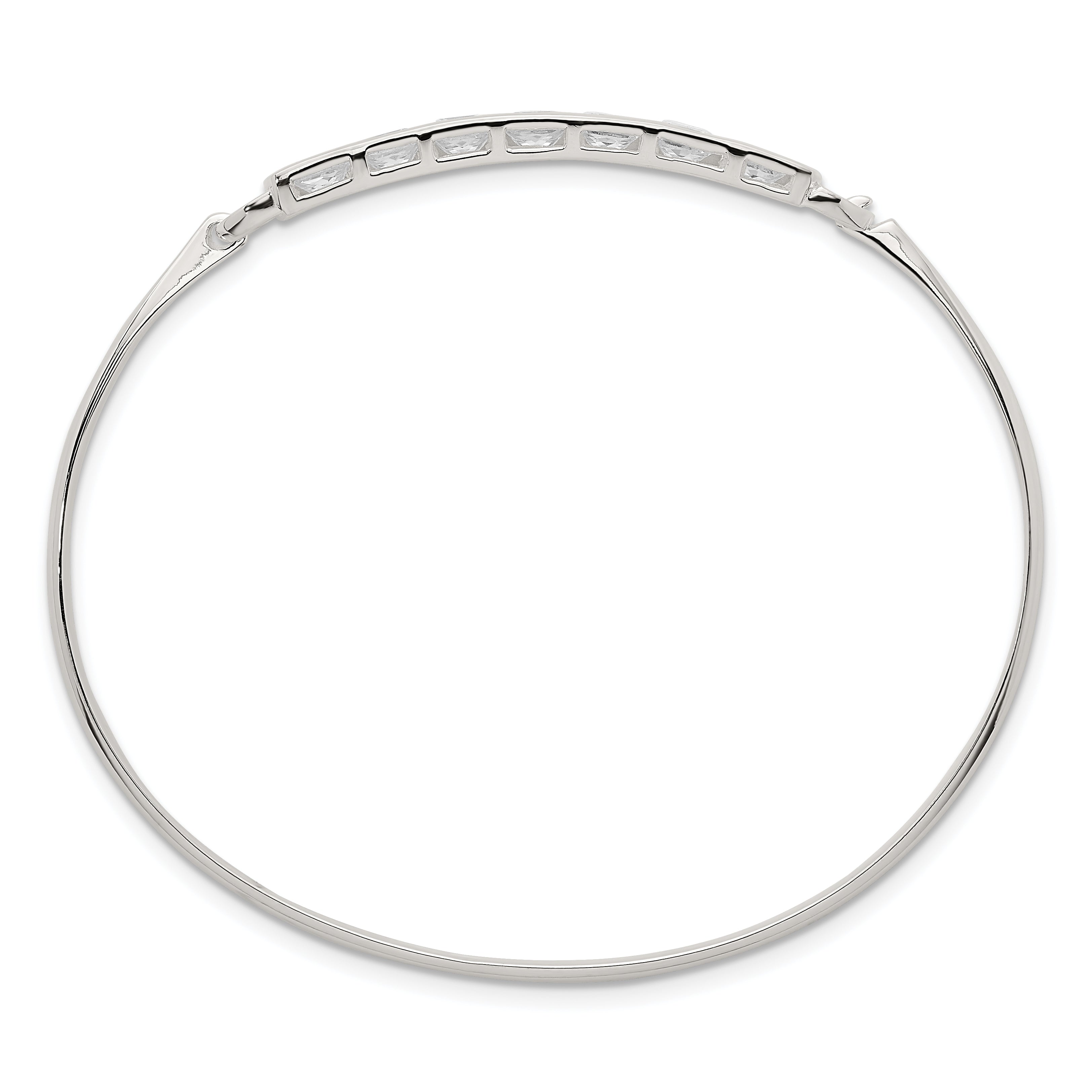 Sterling Silver Polished Square CZ Bar Bangle Secondary image