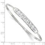 Sterling Silver Polished Square CZ Bar Bangle