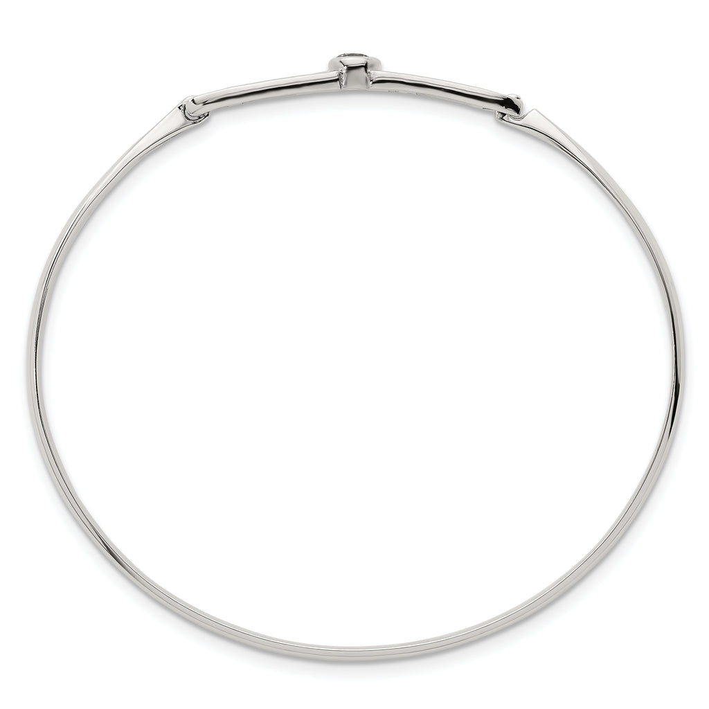 Sterling Silver Polished Fancy CZ Bangle