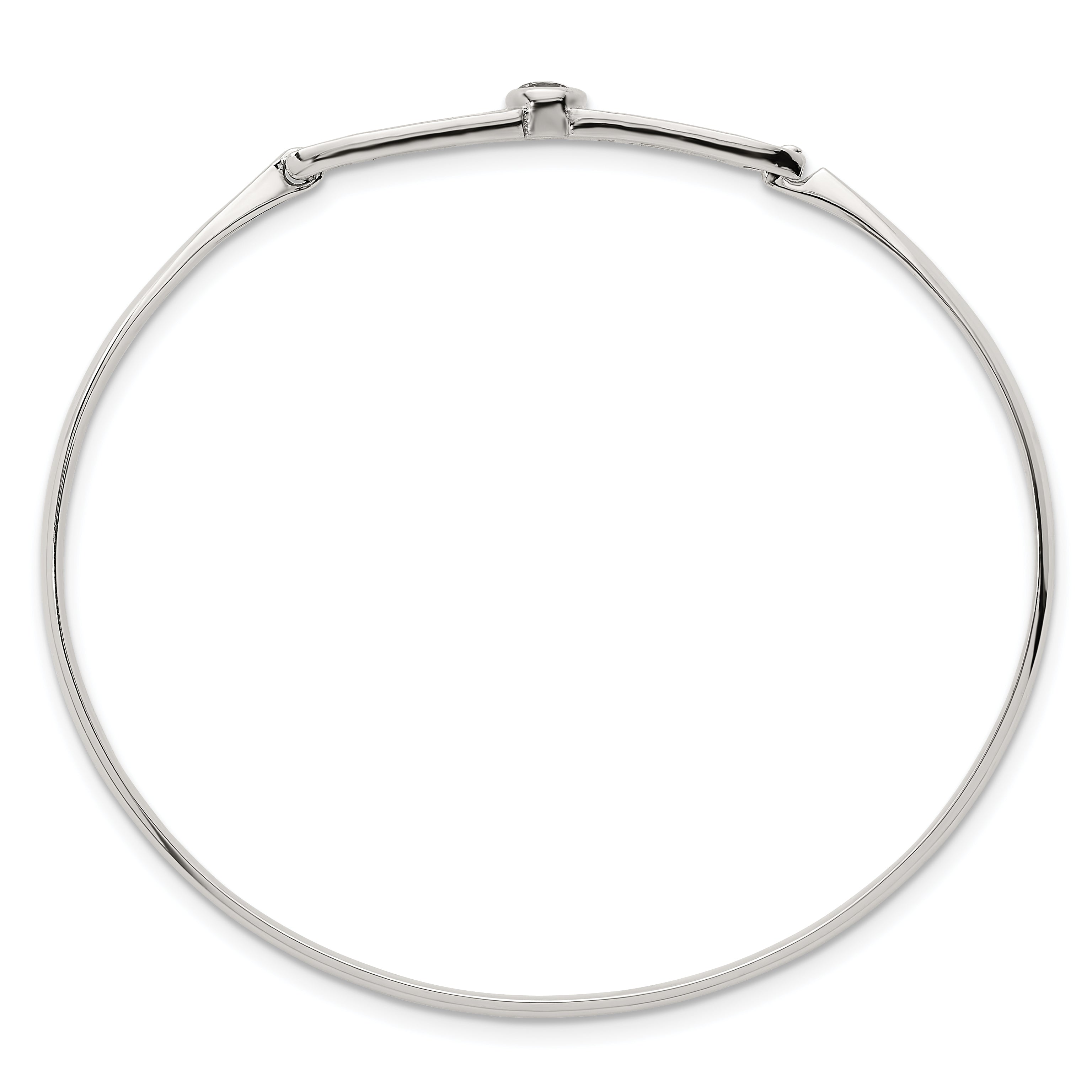 Sterling Silver Polished Fancy CZ Bangle