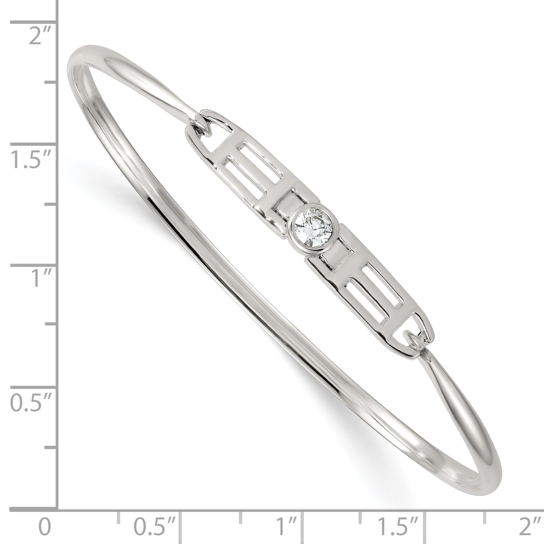 Sterling Silver Polished Fancy CZ Bangle