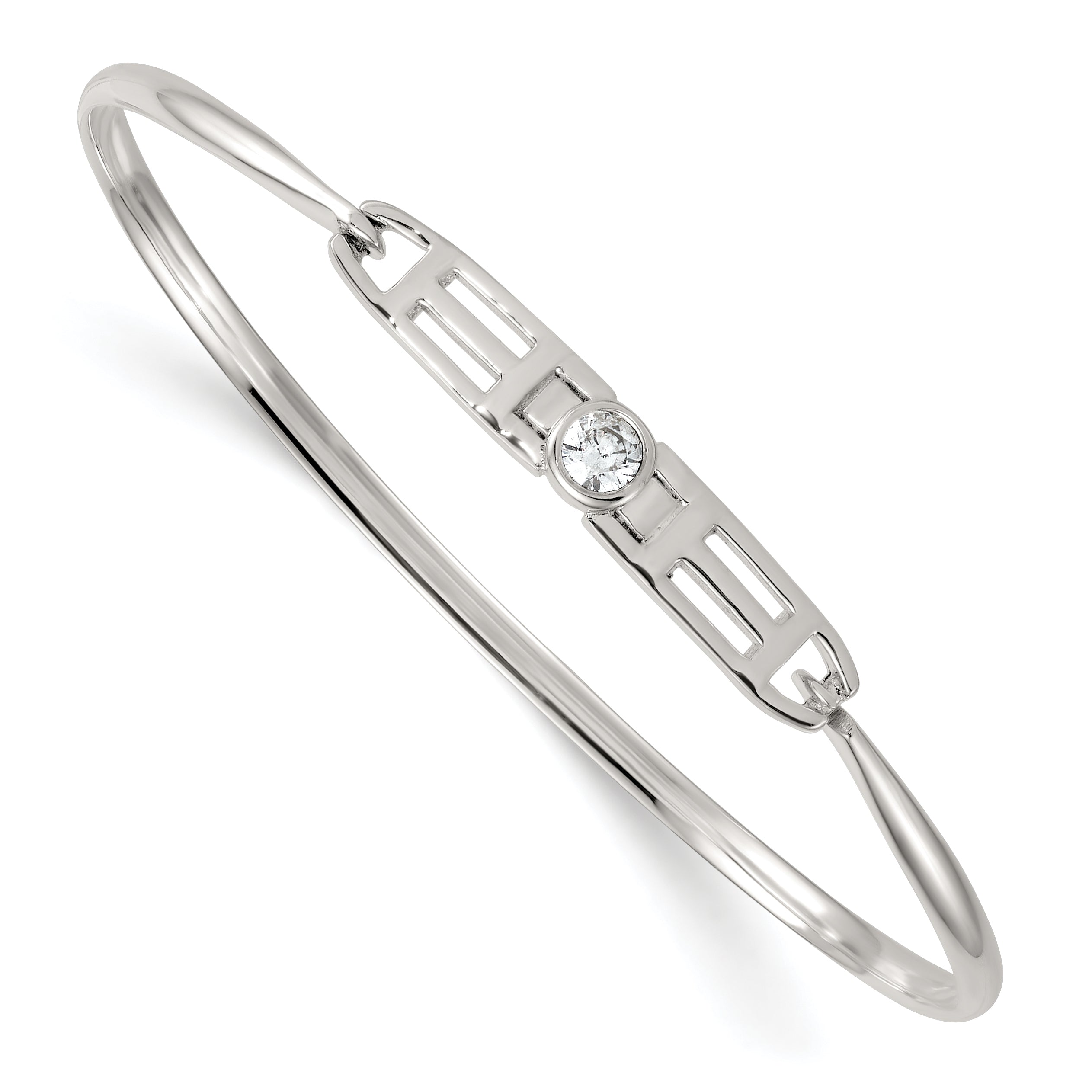 Sterling Silver Polished Fancy CZ Bangle Main image