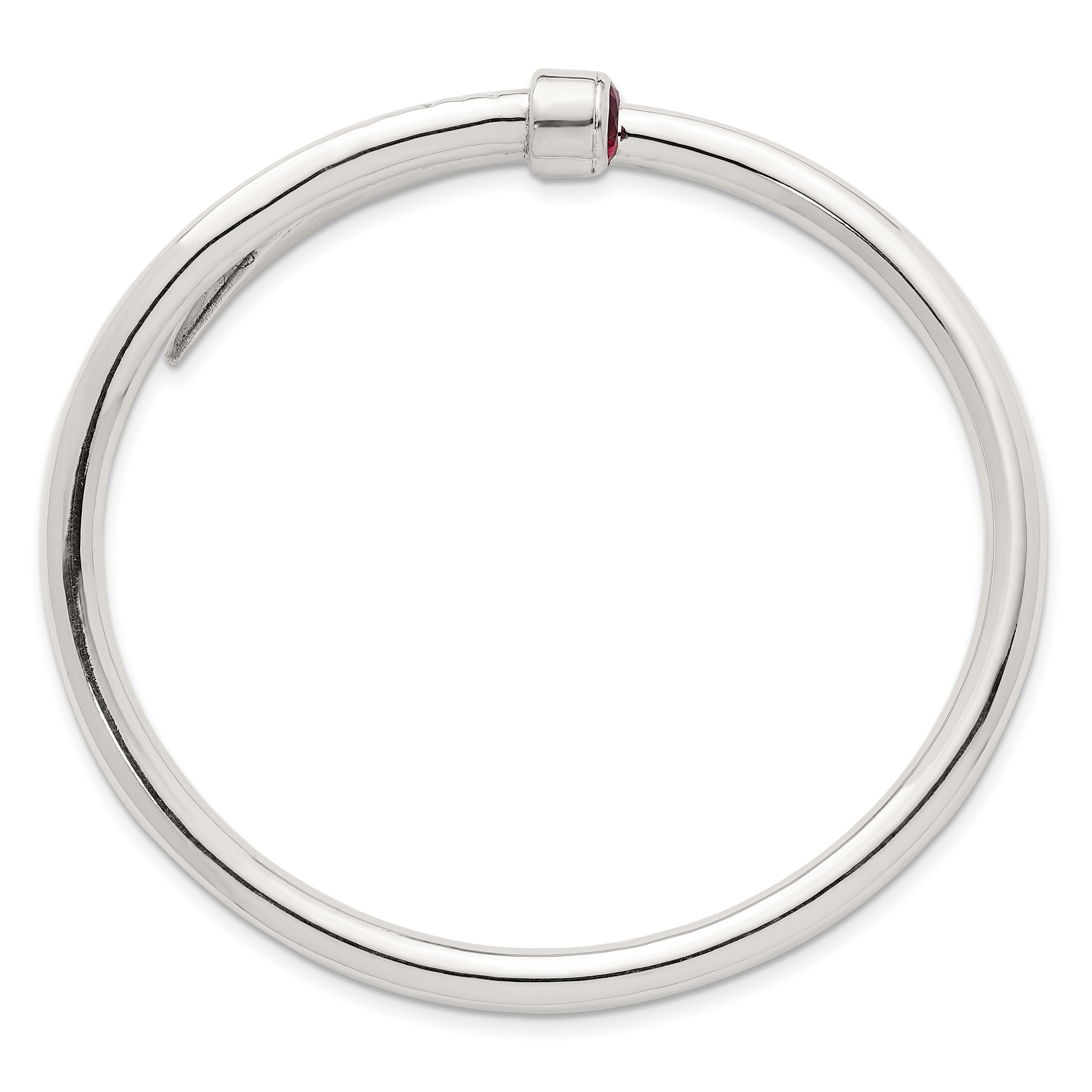 Sterling Silver Polished Red CZ Slip On Expandable Bangle Secondary image