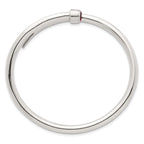 Sterling Silver Polished Red CZ Slip On Expandable Bangle