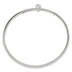 Sterling Silver Polished Oval Red CZ Slip On Expandable Bangle