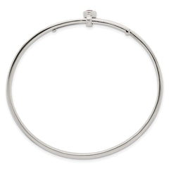 Sterling Silver Polished Oval Red CZ Slip On Expandable Bangle