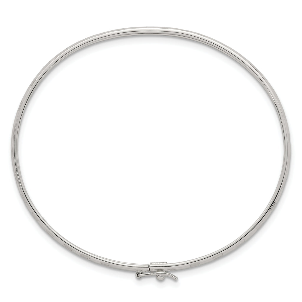 Sterling Silver Polished and Diamond-cut 3.0mm Flexible Bangle