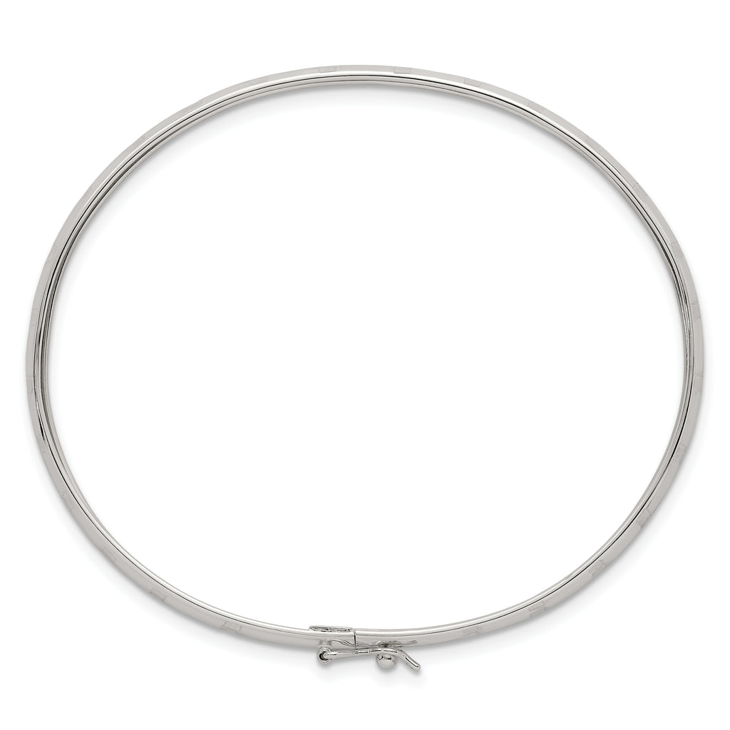 Sterling Silver Polished and Diamond-cut 4.0mm Flexible Bangle